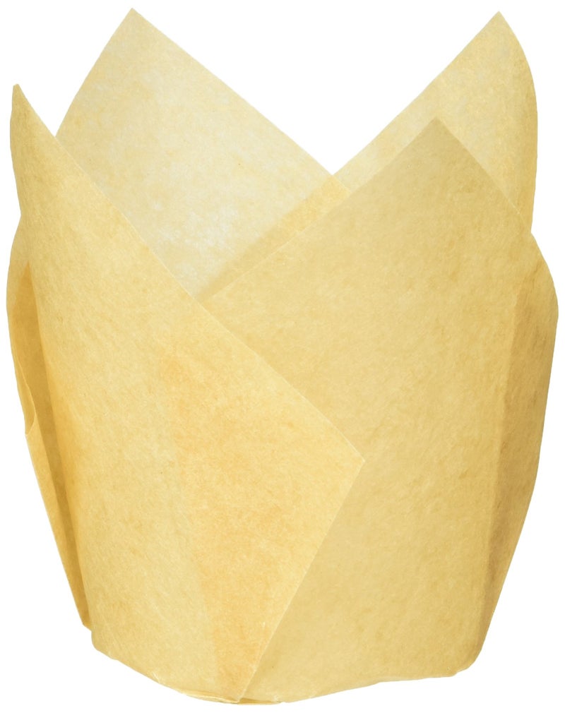 Hoffmaster 611121 Tulip Cup Cupcake Wrapper/Baking Cup, 2-1/4" Diameter x 4" Height, Large, Natural (4 Packs of 250)